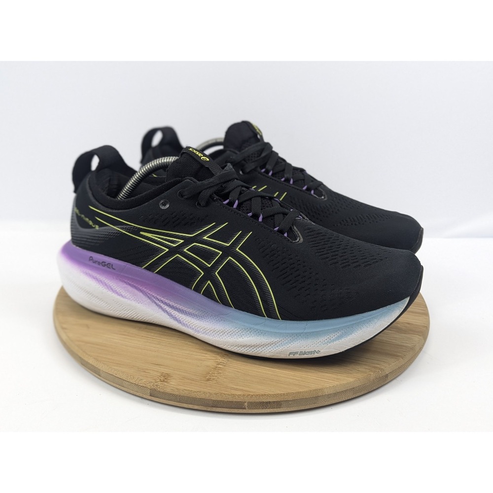 Womans 12 Asics Gel Nimbus 25 Shoes Running Black Purple Sneakers Athletic Jog